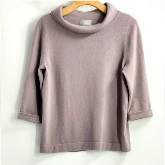 Pure Collection Cashmere Sweater Lavender Bardot Cowl Neck - Picture 2 of 9